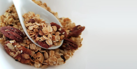 Oats cereal with pecan nuts