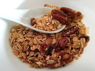 Oats cereal with pecan nuts
