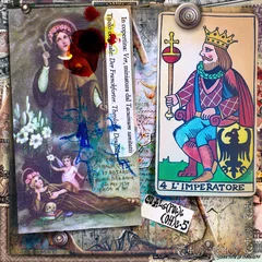 Foto op Canvas Alchemistische en esoterische manuscripten met tarotkaarten © Rosario Rizzo