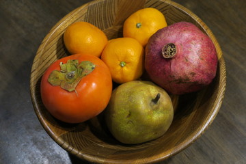 冬の果物　三種の盛り合わせ