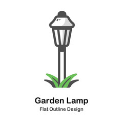 Garden lamp Outline Flat illustration