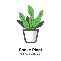 Snake plant Outline Flat illustration