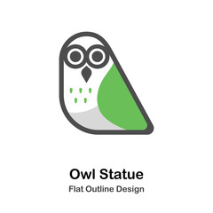 Owl statue Outline Flat illustration
