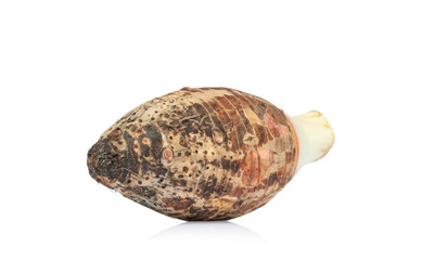 Sweet taro root, Satoimo potatoes  isolated on white background