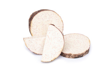 Sweet taro root, Satoimo potatoes isolated on white background, clipping path.