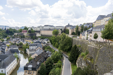 Fototapeta na wymiar View of the River Alzette and Luxembourg