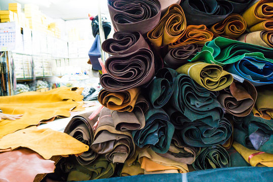 Leather raw material craftmanship for workshop in store