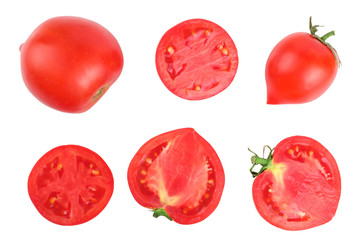 Tomato sliced isolated on white, top view