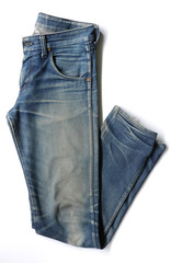 Blue jeans trouser isolated on the white background wirh path