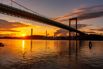 Fototapeta na wymiar Beautiful bridge at sunset. Location: Göteborg, Sweden
