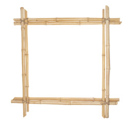 Bamboo frame tied up with rope isolated on white background.