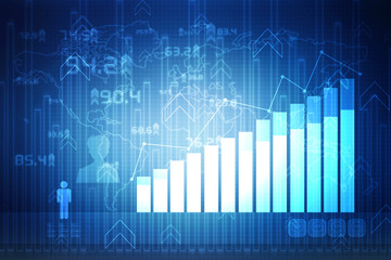 2d rendering Stock market online business concept. business Graph 