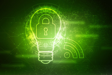 2d illustration Safety concept: Closed Padlock on digital background