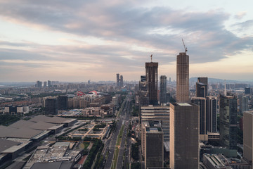 Fototapeta na wymiar Aerial view of modern cityscape in Nanjing, China
