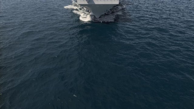 Aircraft carrier crossing the ocean