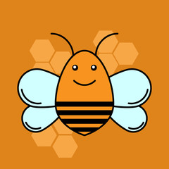 Bee icon. Flat design. vector illustration.