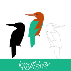 king fisher bird vector illustration flat style black silhouette