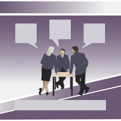 Group of businessmen. Business conversation. Design for poster, office, fashion illustration with space for text.