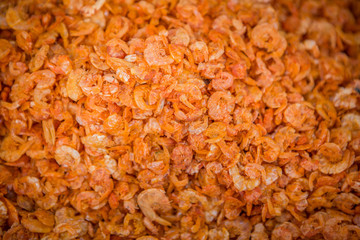Close up dried shrimp