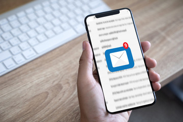 Mail Communication Connection message to mailing contacts phone Global Letters Concept