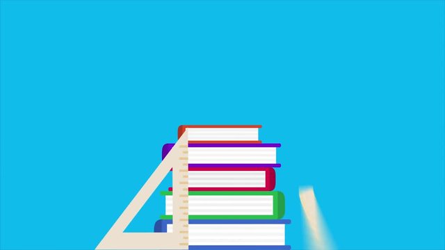 Books ruler and setsquare animation