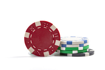 Casino Chips On White