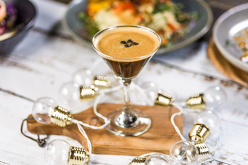 Espresso Martini a cold coffee flavoured cocktail made with vodka and coffee
