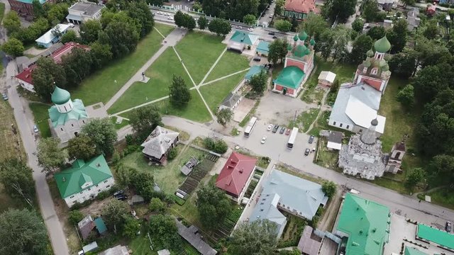 Aerial view of Pereslavl Kremlin with churches  in Pereslavl-Zalessky, Russia