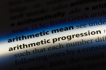 arithmetic progression word in a dictionary. arithmetic progression concept.