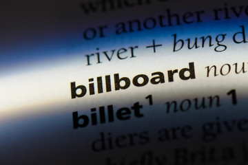 billboard word in a dictionary. billboard concept.