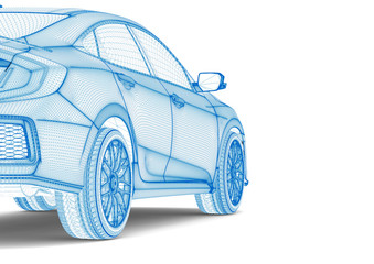 X-ray of a car / 3D render image representing a X-ray of a car