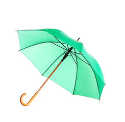 Beautiful open umbrella on white background