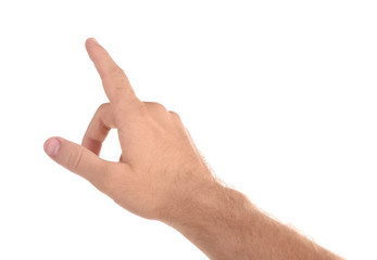 Abstract young man's hand on white background