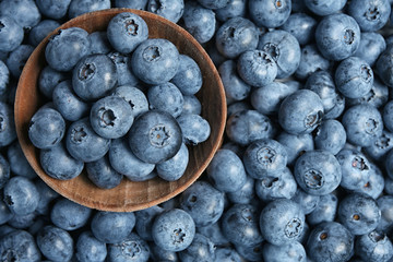 Juicy and fresh blueberries as background, closeup