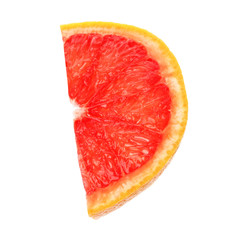 Slice of ripe juicy grapefruit on white background