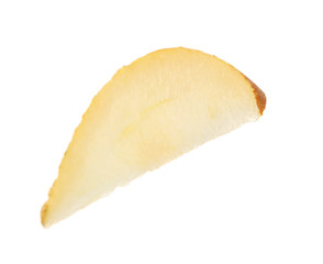 Slice of fresh pear on white background