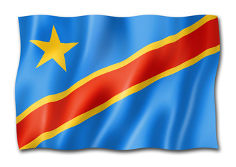 Democratic Republic of the Congo flag isolated on white
