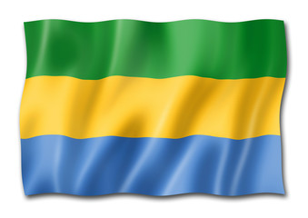 Gabonese flag isolated on white