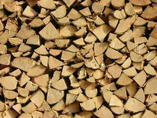 Woodpile of birch firewood