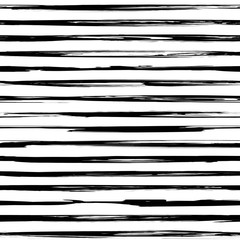 Seamless pattern from black abstract long thin textured smears on a white background