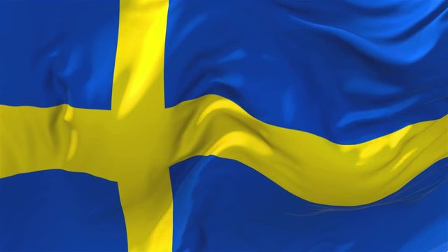 52. Sweden Flag Waving in Wind Slow Motion Animation . 4K Realistic Fabric Texture Flag Smooth Blowing on a windy day Continuous Seamless Loop Background.