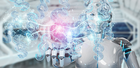 Cyborg judge using 3D rendering digital paragraph law symbol