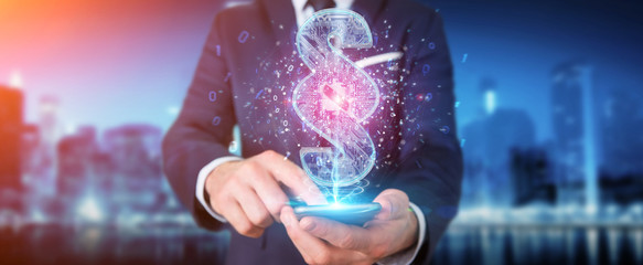 Businessman using 3D rendering digital paragraph law symbol