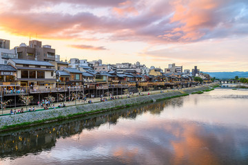 amazing view of pontocho street at kyoto, japan