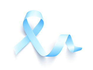 Obraz na płótnie Canvas Realistic blue ribbon, world prostate cancer day symbol in november, vector illustration. Poster for prostate cancer awareness month.