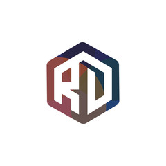 RD Initial letter hexagonal logo vector