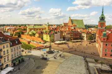 Naklejka na ściany i meble Warsaw City in a Sunny Day - Aerial View of Old Town 