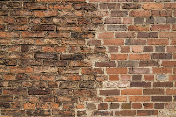 Orange red old brick wall