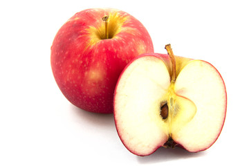 Closeup fresh red apple isolated on white background of file with Clipping Path .