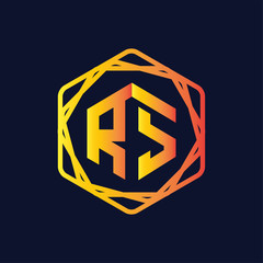 RS Initial letter hexagonal logo vector